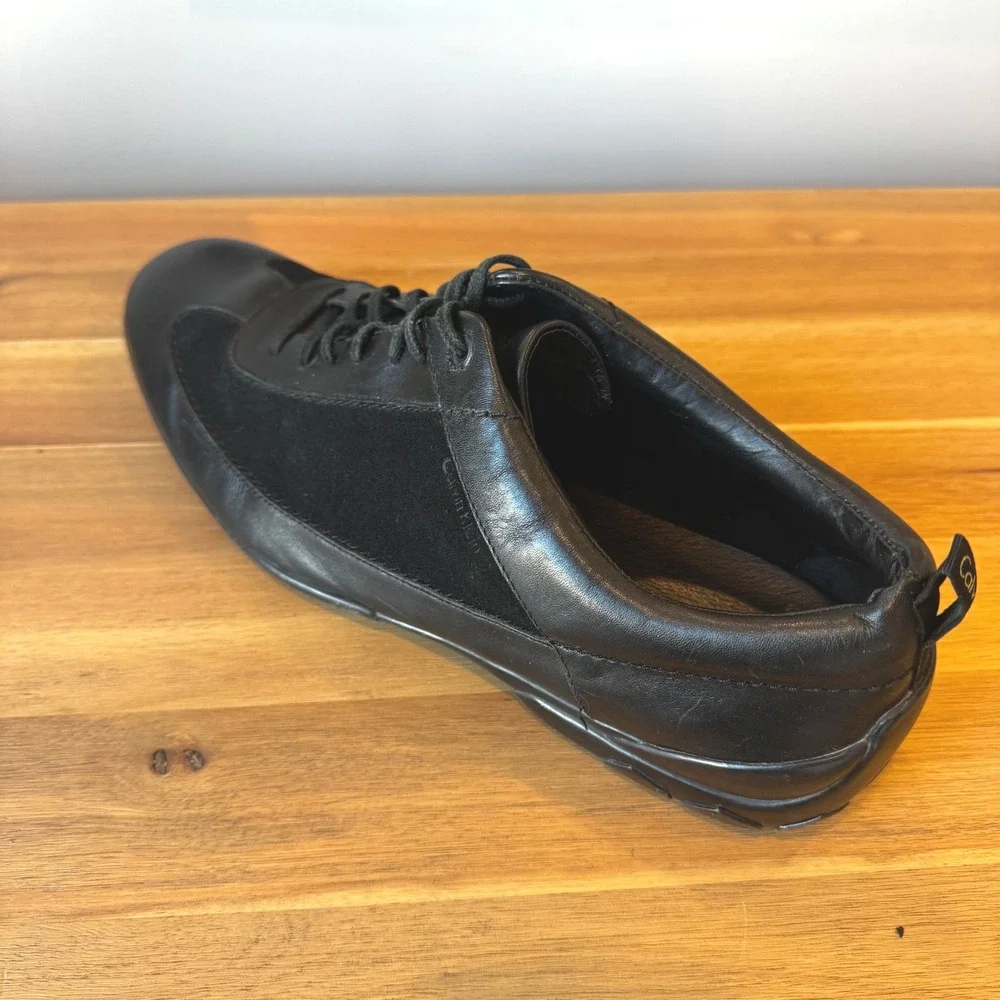 Calvin Klein‎ Caulken Men 13 M Black Leather Suede Fashion Sneakers Shoes Casual